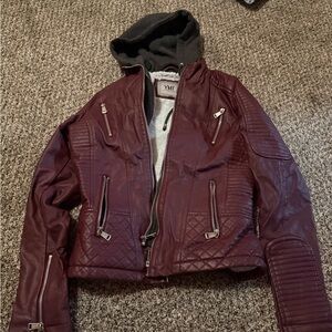YMI Burgundy Faux Leather Jacket